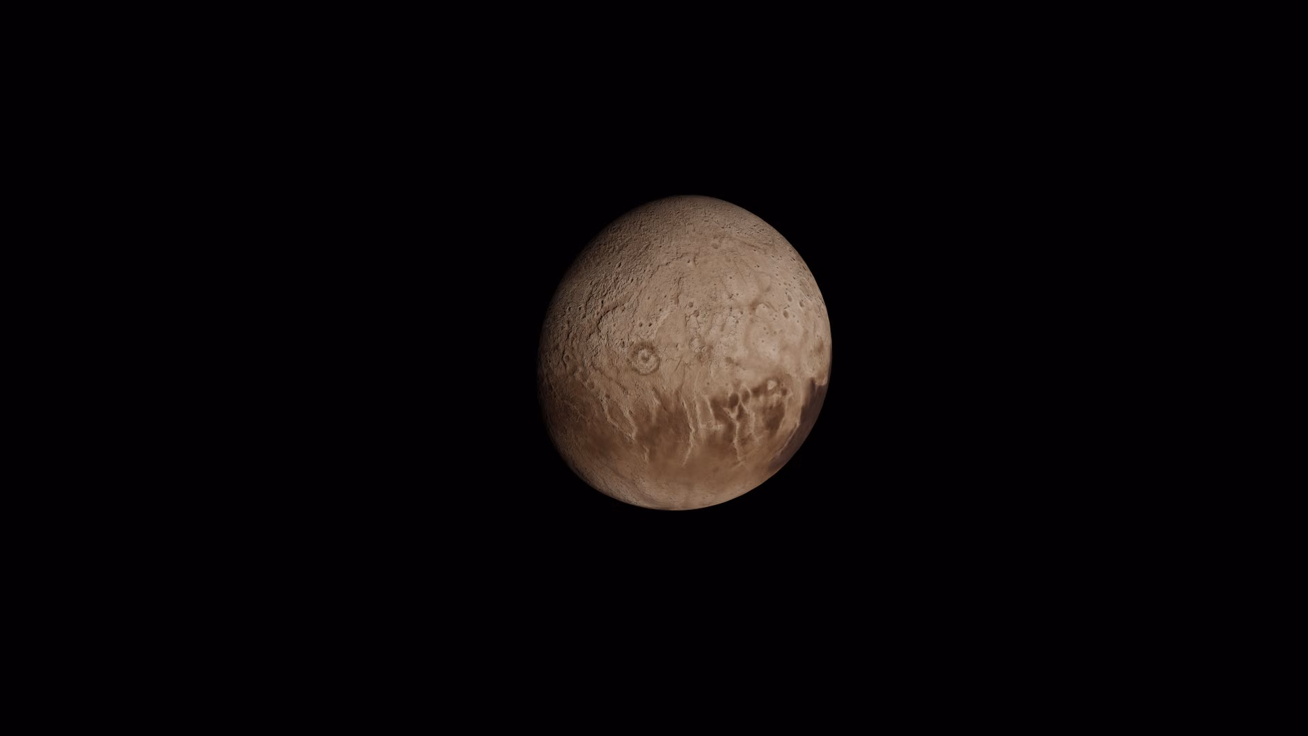 Részletes nézet a Plútóról az űrben, bemutatva egyedi táját és felszínét.